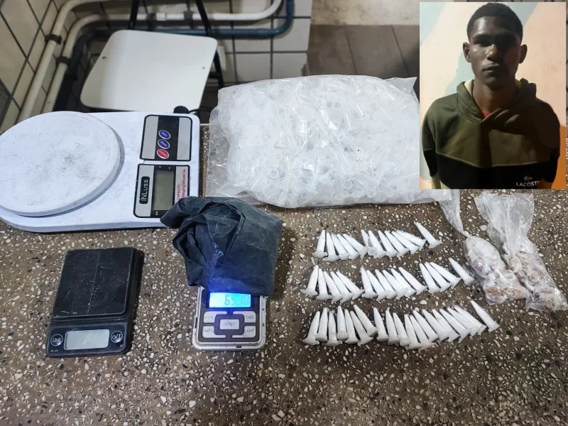 Jovem é preso por tráfico de drogas no distrito de Juracitaba, em Medeiros Neto