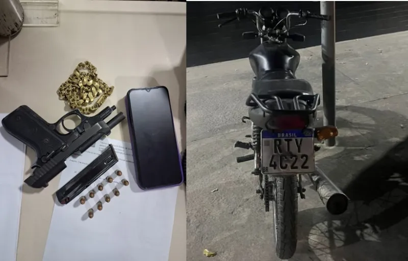 Casal é preso com arma e motocicleta com placa adulterada em Teixeira de Freitas