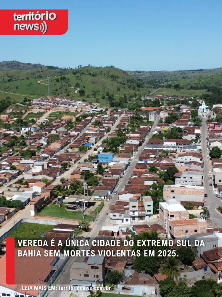 Vereda é a única cidade do Extremo Sul da Bahia sem mortes violentas em 2025