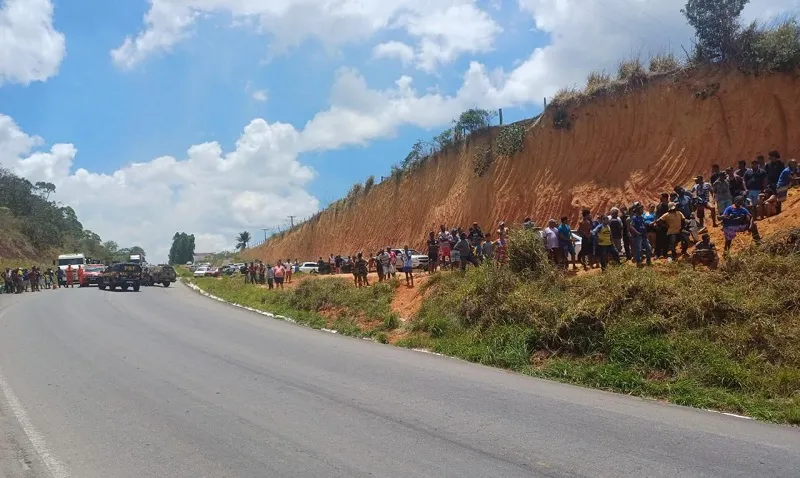 Caminhão boiadeiro tomba e causa interdição na BR-101 em Itamaraju; dezenas de bois morrem