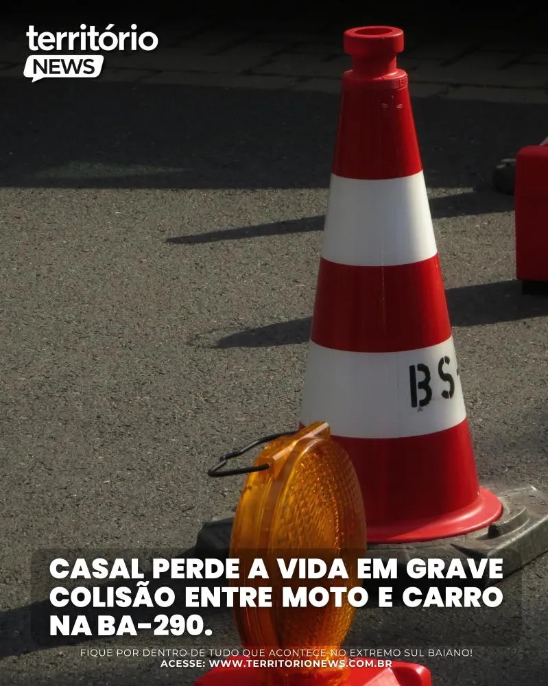 Casal perde a vida em grave colisão entre moto e carro na BA-290