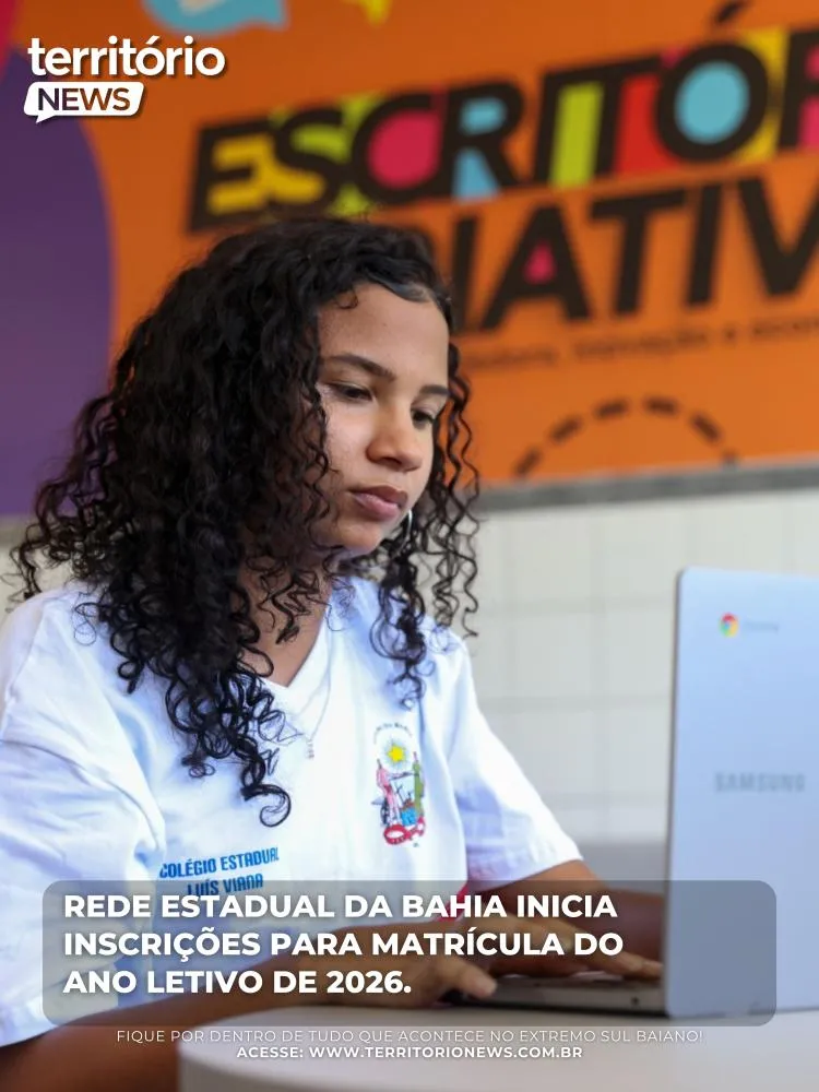 Rede estadual da Bahia inicia inscrições para matrícula do ano letivo de 2026