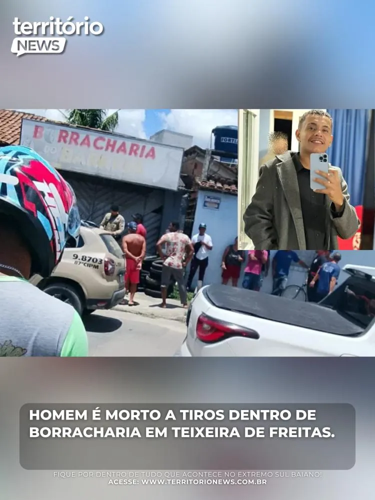 Homem é morto a tiros dentro de borracharia em Teixeira de Freitas