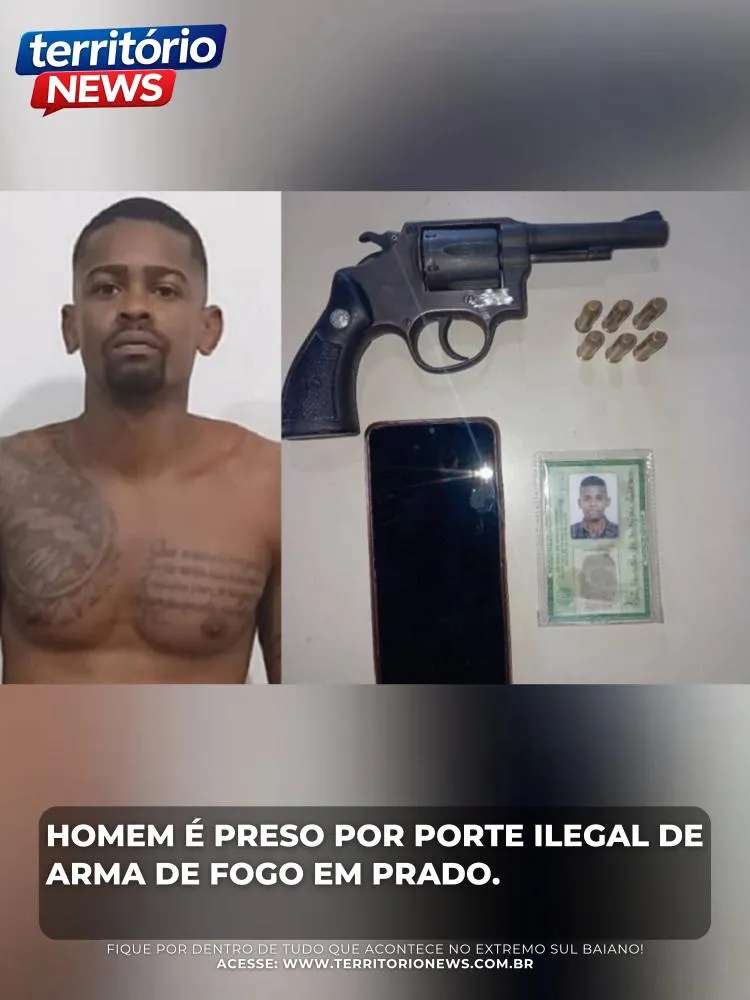Homem é preso por porte ilegal de arma de fogo em Prado