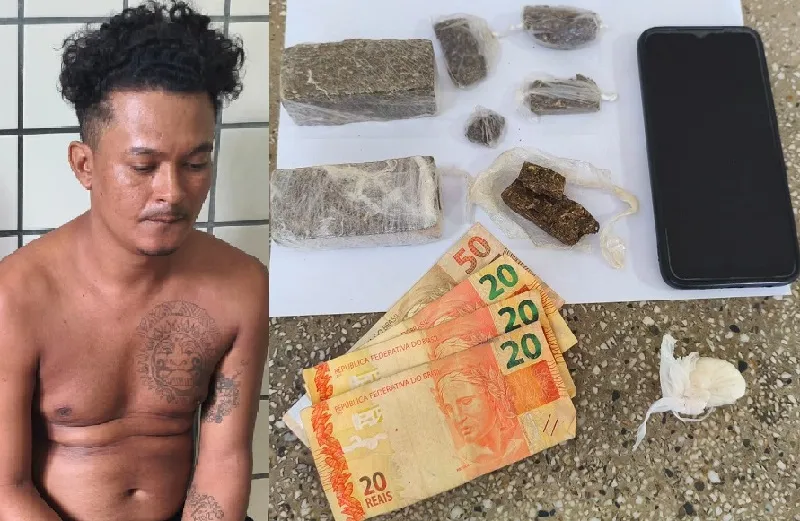 CAEMA APREENDE DROGAS E PRENDE SUSPEITO DE TRÁFICO NO BAIRRO SÃO BRÁS, EM PRADO