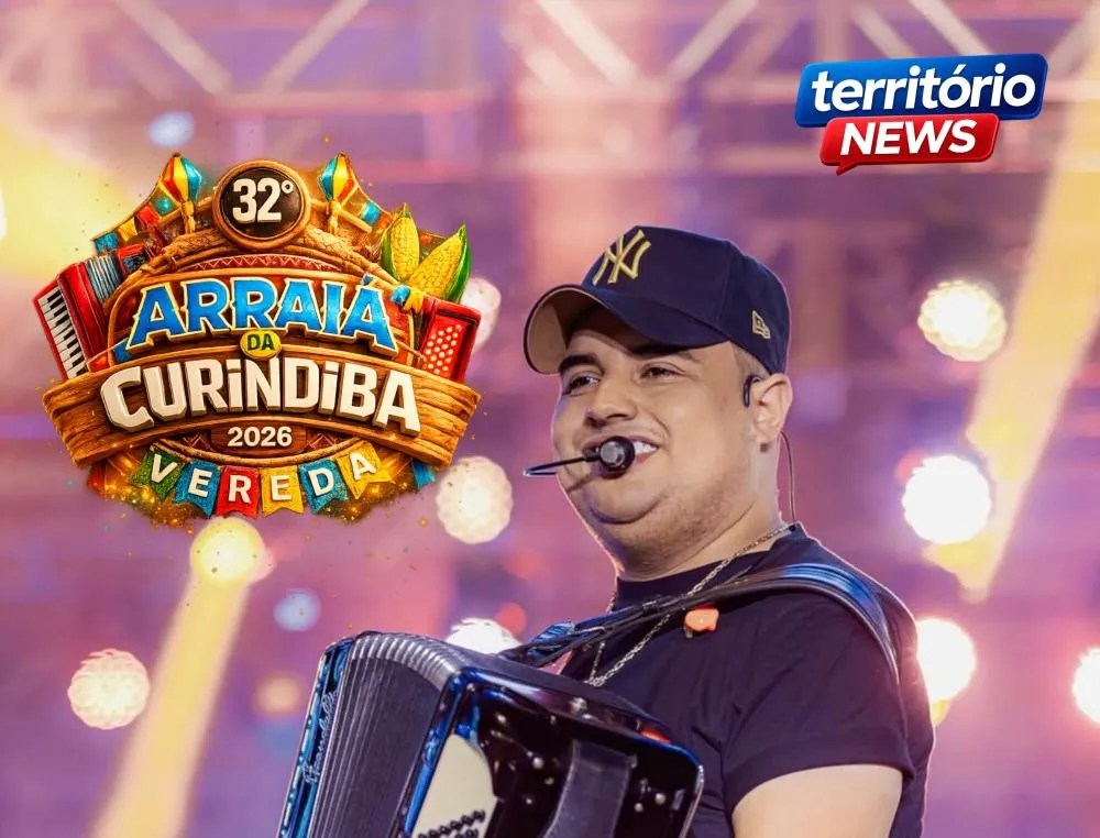 TARCÍSIO DO ACORDEON SE APRESENTA NESTA QUINTA-FEIRA (02/07) NO 32º ARRAIÁ DA CURINDIBA, EM VEREDA