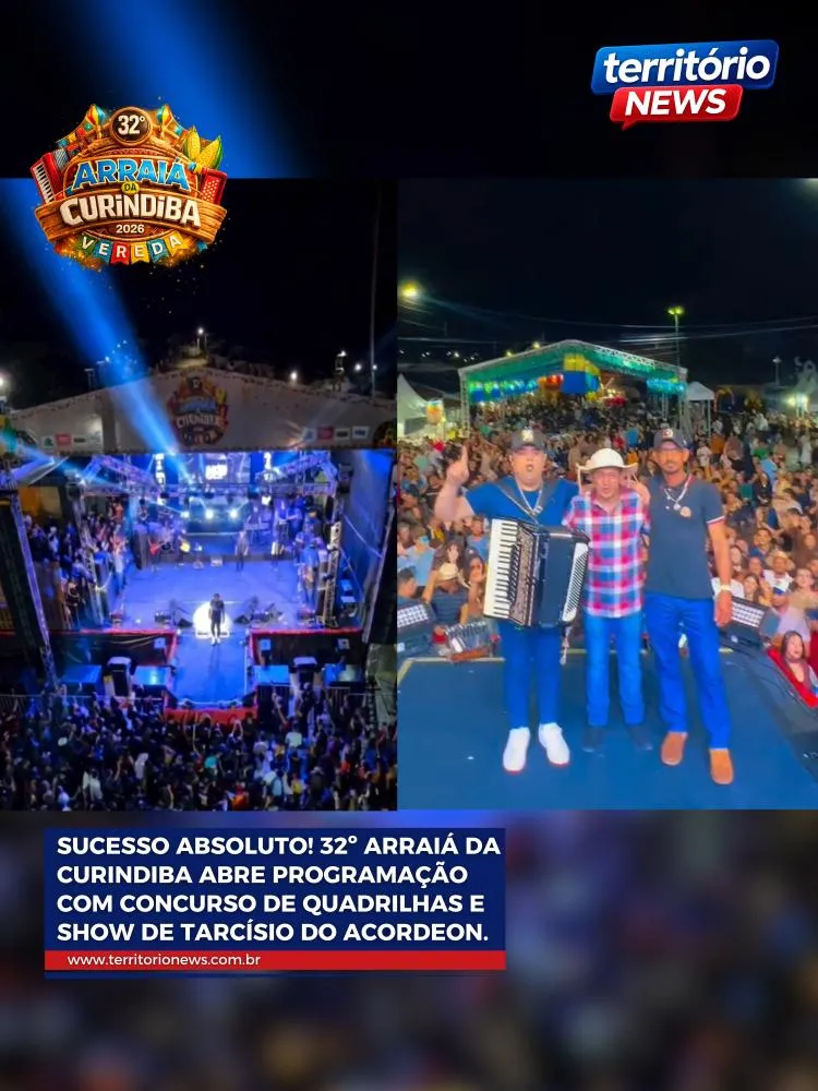 32º Arraiá da Curindiba começa em grande estilo com concurso de quadrilhas, Tarcísio do Acordeon e grande público em Vereda