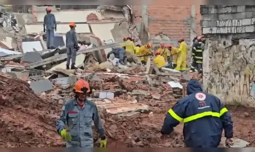 Prédio residencial desaba em São Bernardo do Campo e deixa cinco pessoas feridas