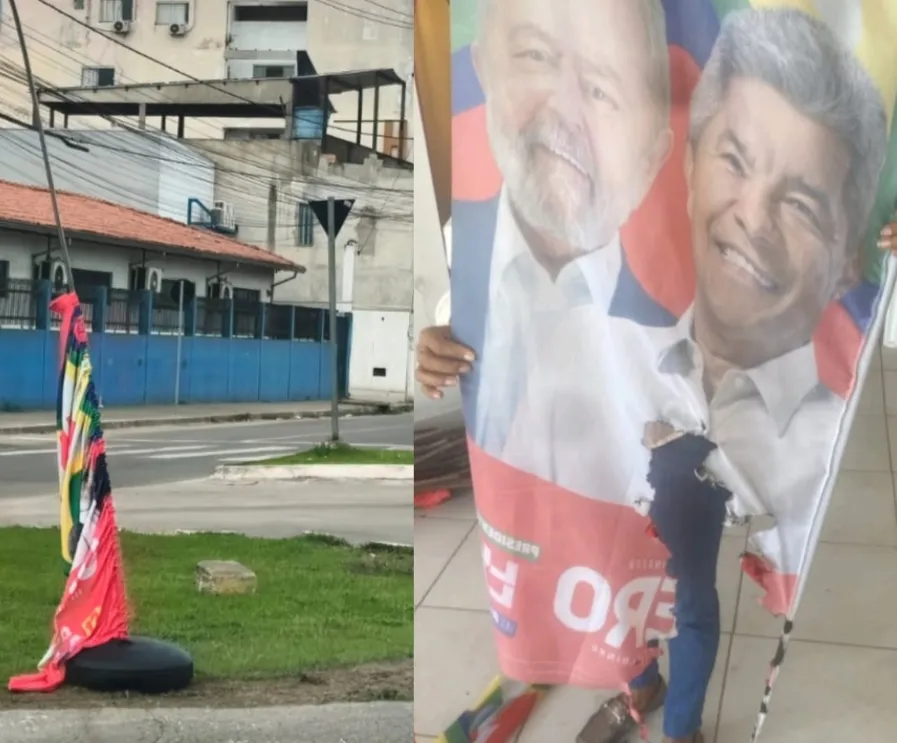 Ataque a democracia: Material de campanha de Lula e Jerônimo é alvo de vandalismo e furto em Teixeira de Freitas